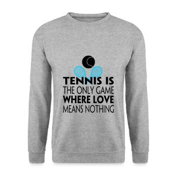 Funny Tennis Saying Tennis Racket Gift - Unisex Sweatshirt - salt & pepper - Front - Alina (178cm) & Michal (187cm)