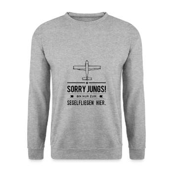 Segelfliegen Segelflug Spruch Frauen Geschenkidee - Unisex Pullover - Weißgrau meliert - Vorne - Alina (178cm) & Michal (187cm)