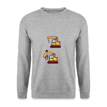 Bagger Excavator Fahrer Geschenk Geschenkidee - Unisex Pullover - Weißgrau meliert - Vorne - Alina (178cm) & Michal (187cm)