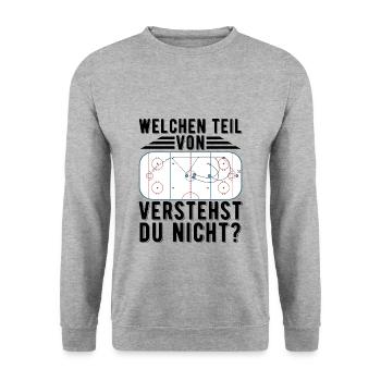 Eishockey | Sport Eishockey Maske Geschenkideen - Unisex Pullover - Weißgrau meliert - Vorne - Alina (178cm) & Michal (187cm)