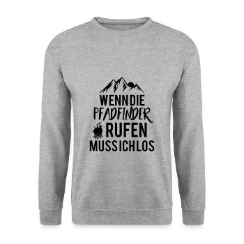 Pfadfinder | Abzeichen Natur Lagerfeuer Geschenke - Unisex Pullover - Weißgrau meliert - Vorne - Alina (178cm) & Michal (187cm)