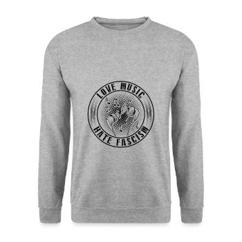 Antifa against fascism racism Nazis gifts - Unisex Sweatshirt - salt & pepper - Front - Alina (178cm) & Michal (187cm)
