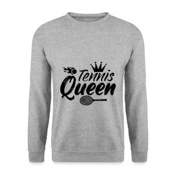 Tennis Queen | Tennis racket sport hobby gift - Unisex Sweatshirt - salt & pepper - Front - Alina (178cm) & Michal (187cm)