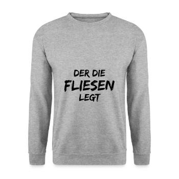 Fliesenleger Handwerk | Azubi Handwerker Geschenke - Unisex Pullover - Weißgrau meliert - Vorne - Alina (178cm) & Michal (187cm)