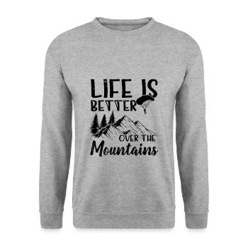 Paragliding Mountains Paraglider Paraglider Gifts - Unisex Sweatshirt - salt & pepper - Front - Alina (178cm) & Michal (187cm)