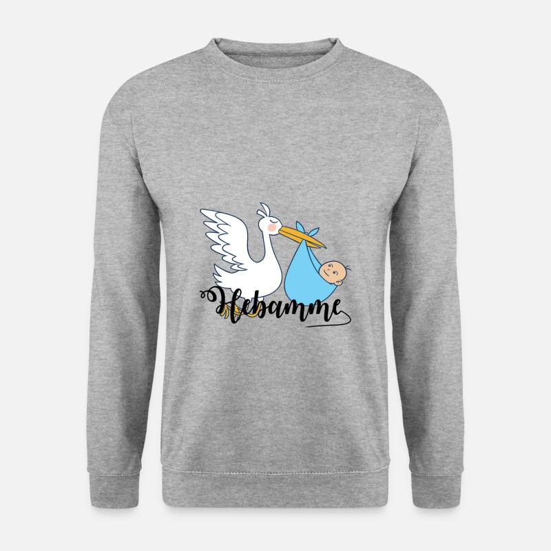 Hebamme Geburtshelfer Entbindungspfleger Geschenke - Unisex Pullover - Weißgrau meliert