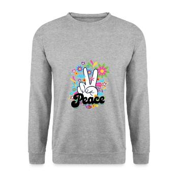 Hippies Peace | Hippie lifestyle 60s gift idea - Unisex Sweatshirt - salt & pepper - Front - Alina (178cm) & Michal (187cm)