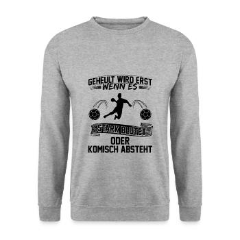 Handball Team | Trainer Spieler Sport Geschenkidee - Unisex Pullover - Weißgrau meliert - Vorne - Alina (178cm) & Michal (187cm)