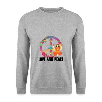 Hippie costume | Hippies outfit Peace gift ideas - Unisex Sweatshirt - salt & pepper - Front - Alina (178cm) & Michal (187cm)