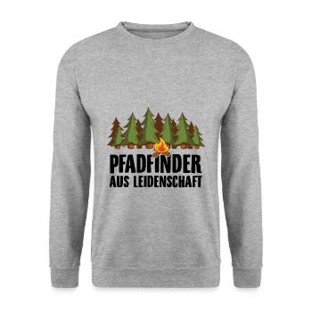 Pfadfinder Sprüche | Abzeichen Lagerfeuer Geschenk - Unisex Pullover - Weißgrau meliert - Vorne - Alina (178cm) & Michal (187cm)