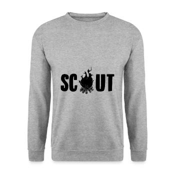 Scout disant | Cadeaux insignes de camp de tente - Sweat-shirt Unisexe - gris chiné - Devant - Alina (178cm) & Michal (187cm)