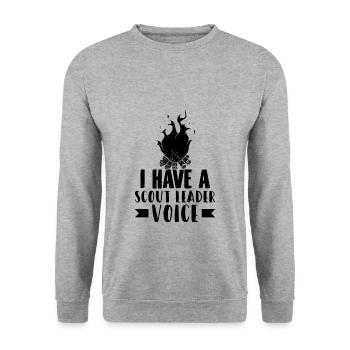 Chef scout | Idée cadeau scouts garçon - Sweat-shirt Unisexe - gris chiné - Devant - Alina (178cm) & Michal (187cm)