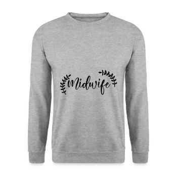 Hebamme | Hebammen Beruf Geburtshelferin Geschenke - Unisex Pullover - Weißgrau meliert - Vorne - Alina (178cm) & Michal (187cm)