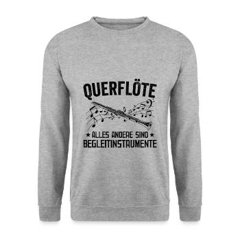 Querflöte | Flöte spielen Musikverein Geschenkidee - Unisex Pullover - Weißgrau meliert - Vorne - Alina (178cm) & Michal (187cm)