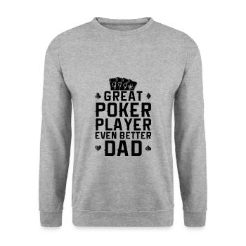 Père de poker | Idée cadeau de jetons de cartes de jeu de poker - Sweat-shirt Unisexe - gris chiné - Devant - Alina (178cm) & Michal (187cm)