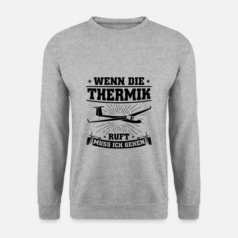 Thermik Segelflieger | Segelflug Sprüche Geschenk - Unisex Pullover - Weißgrau meliert