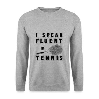 Playing tennis | Tennis racket gift idea - Unisex Sweatshirt - salt & pepper - Front - Alina (178cm) & Michal (187cm)