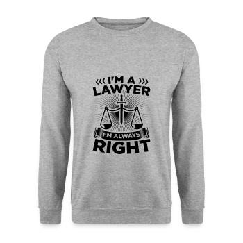 Avocat | Idée cadeau avocat avocats - Sweat-shirt Unisexe - gris chiné - Devant - Alina (178cm) & Michal (187cm)