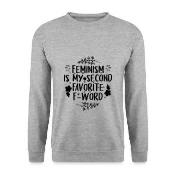 Feministinnen | Feministin Feminismus Geschenkidee - Unisex Pullover - Weißgrau meliert - Vorne - Alina (178cm) & Michal (187cm)