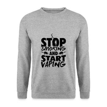 Vape | Vaping Vapen E-Cigarette Gift - Sweat-shirt Unisexe - gris chiné - Devant - Alina (178cm) & Michal (187cm)