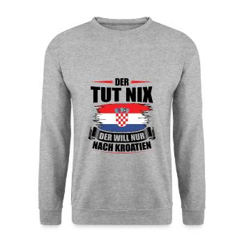 Kroatien Kroate | Balkan Kroatin Urlaub Geschenke - Unisex Pullover - Weißgrau meliert - Vorne - Alina (178cm) & Michal (187cm)