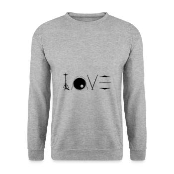Drums players | Musical instrument band gift - Unisex Sweatshirt - salt & pepper - Front - Alina (178cm) & Michal (187cm)