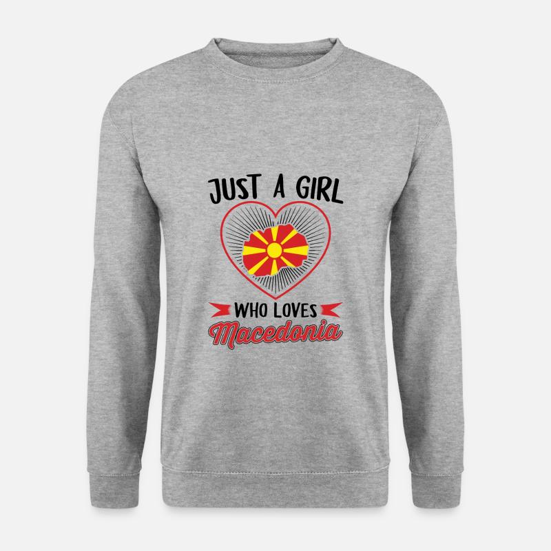 Mazedonien Balkan | Mädchen Mazedonierin Geschenke - Unisex Pullover - Weißgrau meliert