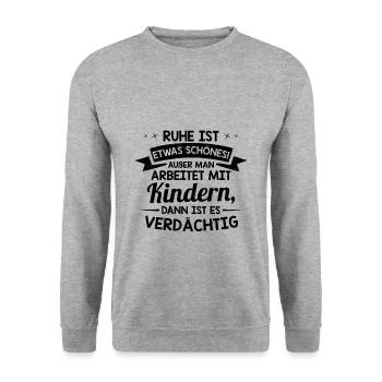 Erzieher Beruf | Erzieherin Kindergärtner Geschenk - Unisex Pullover - Weißgrau meliert - Vorne - Alina (178cm) & Michal (187cm)