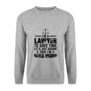 Anwälte | Anwalt Jura Juristen Studium Geschenke - Unisex Pullover - Weißgrau meliert - Vorne - Alina (178cm) & Michal (187cm)