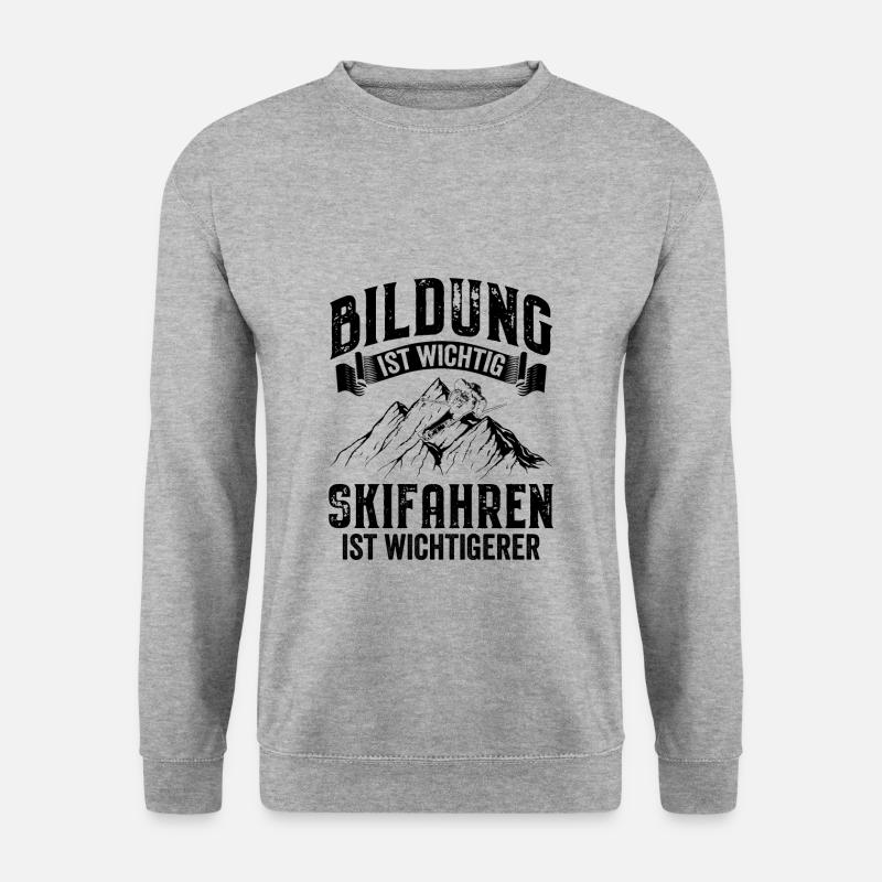 Skifahren | Skifahrer Ski Wintersport Geschenkidee - Unisex Pullover - Weißgrau meliert