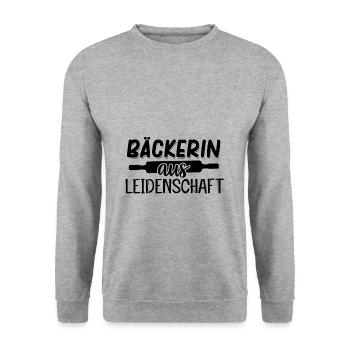 Bäckerin Handwerk | Bäckerei Ausbildung Geschenke - Unisex Pullover - Weißgrau meliert - Vorne - Alina (178cm) & Michal (187cm)