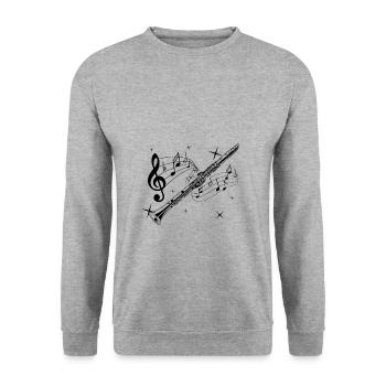 La musique de la flûte transversale | Flûtiste instrument de musique cadeau - Sweat-shirt Unisexe - gris chiné - Devant - Alina (178cm) & Michal (187cm)