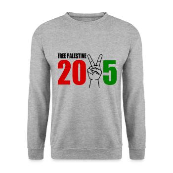 Free palestine 2025 - Unisex Sweatshirt - salt & pepper - Front - Alina (178cm) & Michal (187cm)