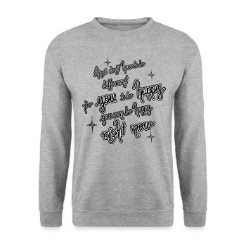 Le bonheur en ce moment - Le bonheur est un état d’, maintenant - Sweat-shirt Unisexe - gris chiné - Devant - Alina (178cm) & Michal (187cm)