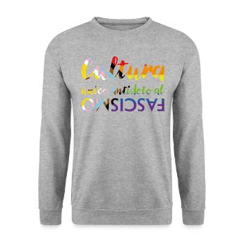 La culture comme antidote au fascisme - Sweat-shirt Unisexe - gris chiné - Devant - Alina (178cm) & Michal (187cm)