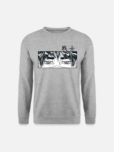Krieger-Manga-Panel - Unisex Pullover - Weißgrau meliert