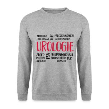 urologiecloud - Unisex Pullover - Weißgrau meliert - Vorne - Alina (178cm) & Michal (187cm)