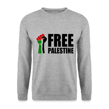 Free palestine - Unisex Pullover - Weißgrau meliert - Vorne - Alina (178cm) & Michal (187cm)