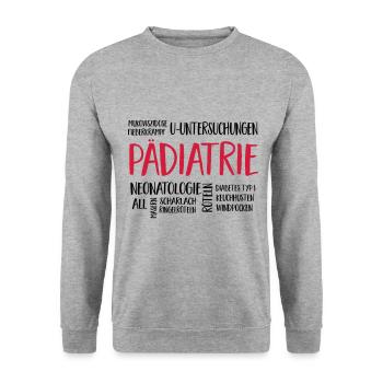 pädiatriewolke - Unisex Pullover - Weißgrau meliert - Vorne - Alina (178cm) & Michal (187cm)