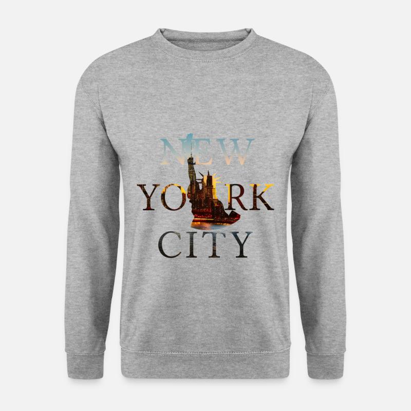 New York City, NYC, Lady Liberty, Freiheitsstatue - Unisex Pullover - Weißgrau meliert