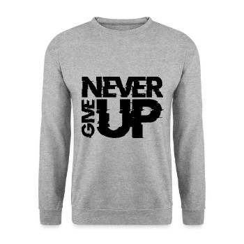 NEVER GIVE UP - Unisex Sweatshirt - salt & pepper - Front - Alina (178cm) & Michal (187cm)