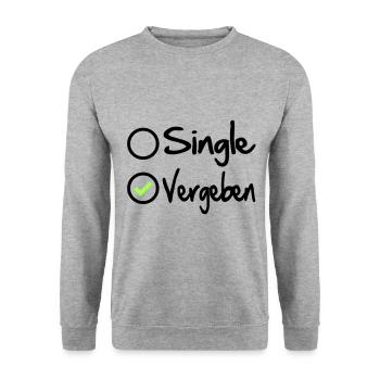 Ehefrau Ehemann Vergeben Verheiratet besetzt - Unisex Pullover - Weißgrau meliert - Vorne - Alina (178cm) & Michal (187cm)