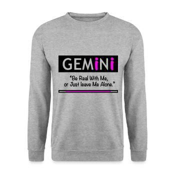 Gemini Horoscope Be Real With Me - Unisex Sweatshirt - salt & pepper - Front - Alina (178cm) & Michal (187cm)
