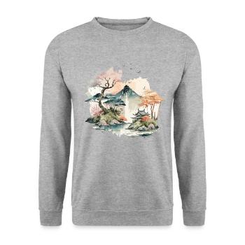 See in Japan - Unisex Pullover - Weißgrau meliert - Vorne - Alina (178cm) & Michal (187cm)