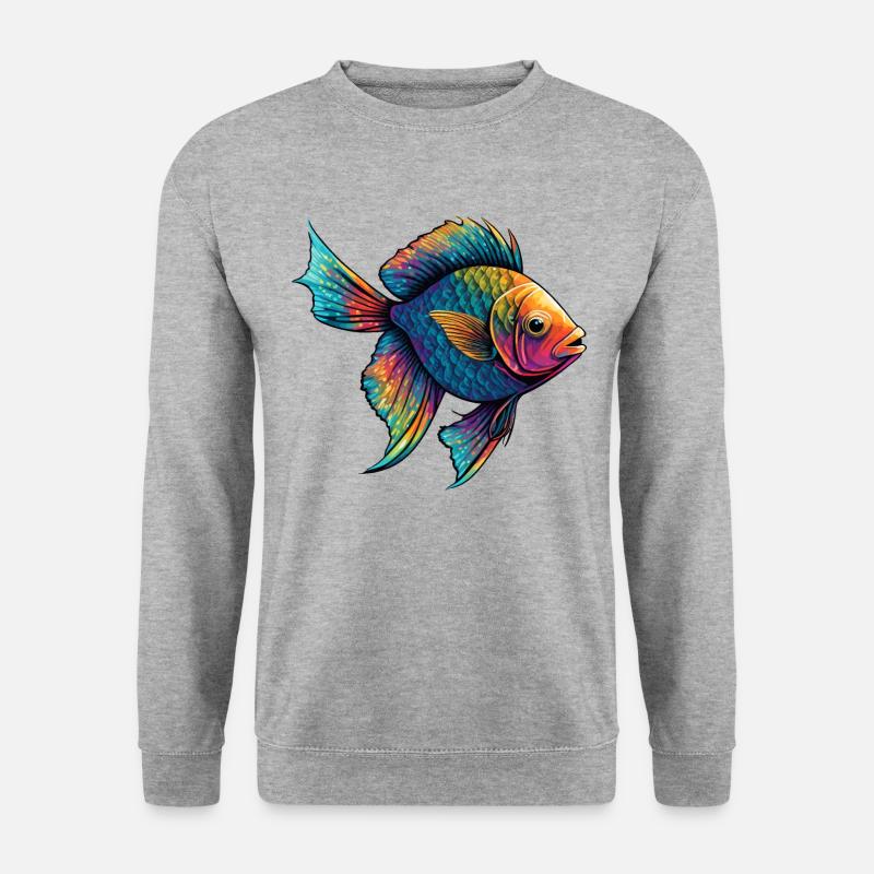 Bunte Fische - Unisex Pullover - Weißgrau meliert