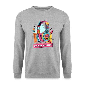 Artistic sound of PopArt headphones - Unisex Sweatshirt - salt & pepper - Front - Alina (178cm) & Michal (187cm)