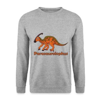Parasaurolophus Dinosaur Dino Design for Kids - Unisex Sweatshirt - salt & pepper - Front - Alina (178cm) & Michal (187cm)