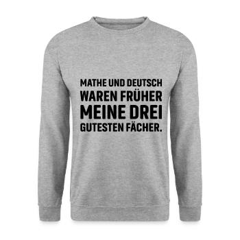 Mathe und Deutsch waren früher meine drei gutesten - Unisex Pullover - Weißgrau meliert - Vorne - Alina (178cm) & Michal (187cm)