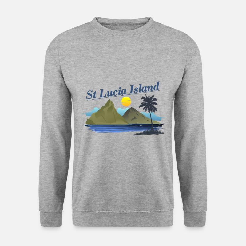 St. Lucia Insel - Unisex Pullover - Weißgrau meliert