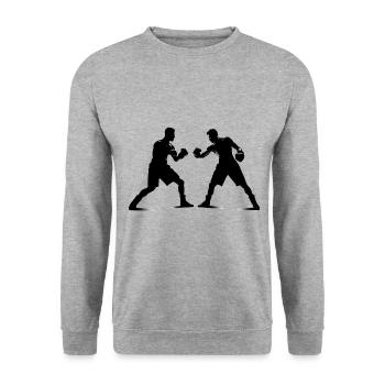 Boxen - Unisex Pullover - Weißgrau meliert - Vorne - Alina (178cm) & Michal (187cm)
